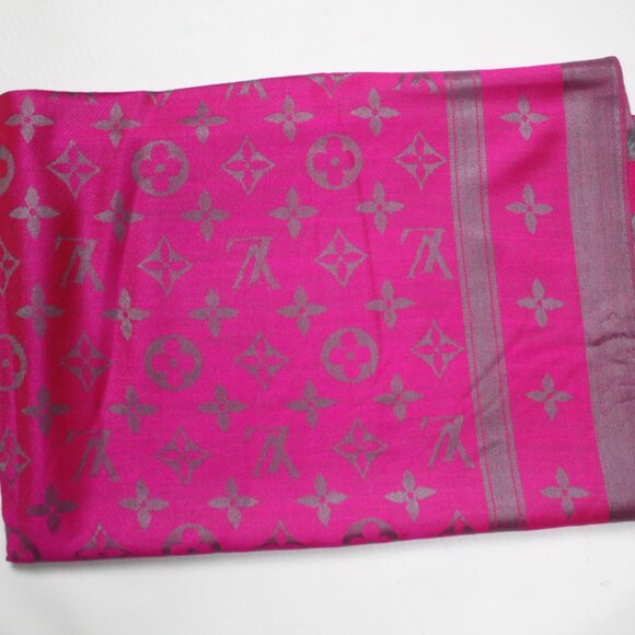 Louis Vuitton Stole Shawl Wrap 65% Cashmere 35% Silk  Pink Used - Picture 2 of 8